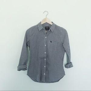 BNWT Abercrombie Navy Gingham Button Up